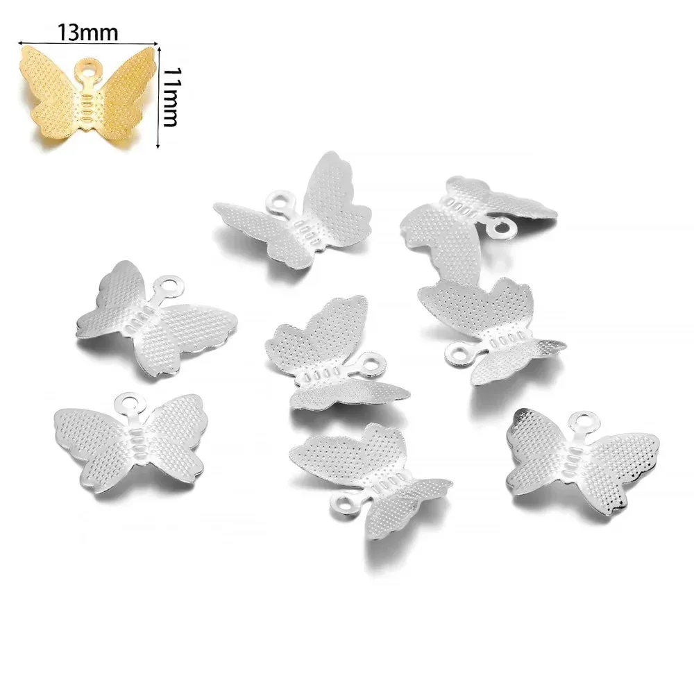 100pcs Butterfly Metal Accessories – DIY Earrings & Pendants