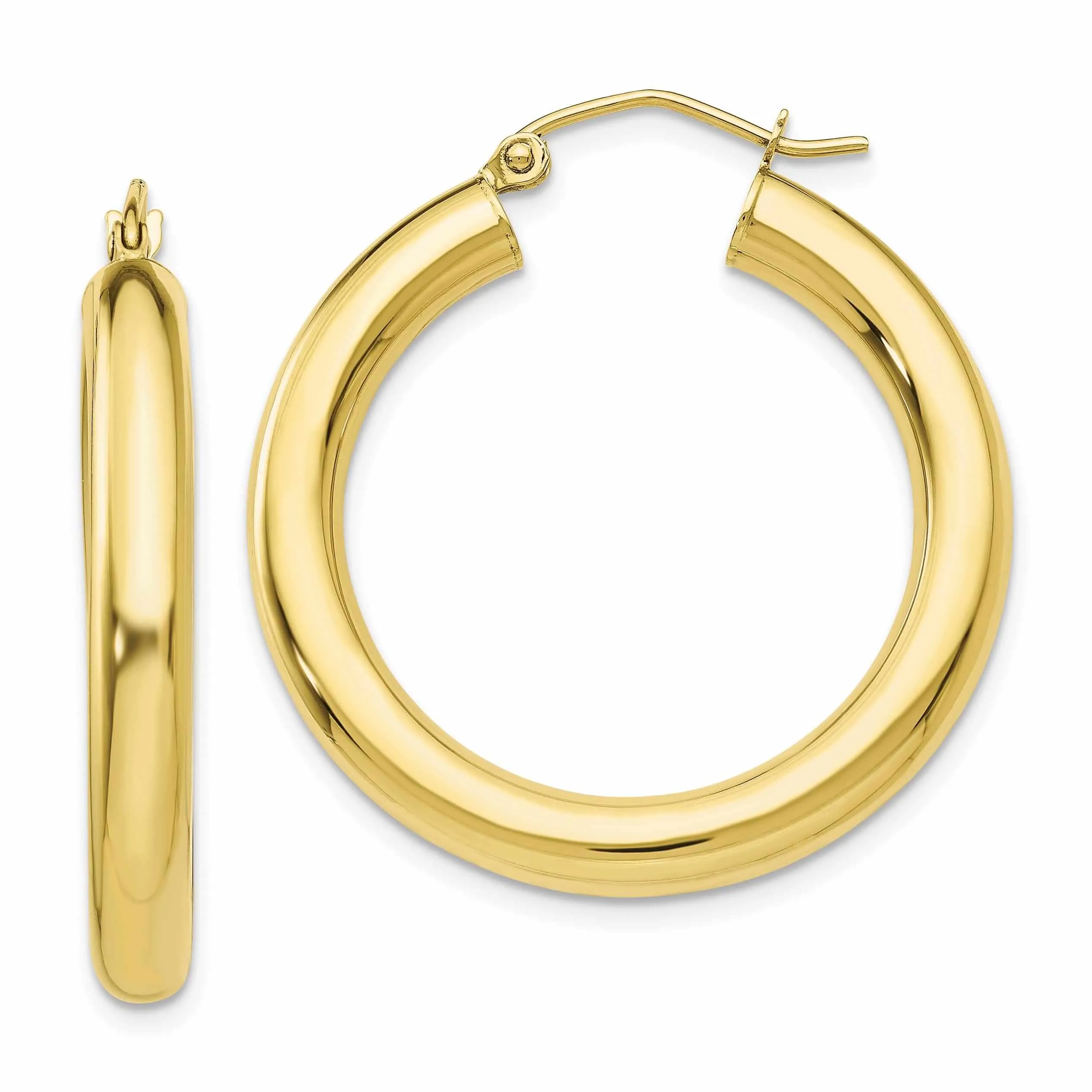 10k Yellow Gold Polished Tube Hoop Earrings