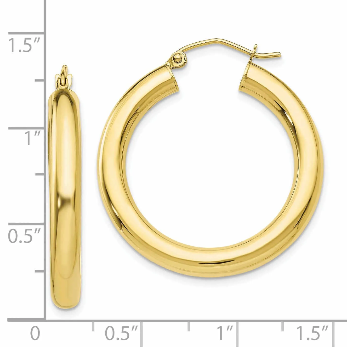 10k Yellow Gold Polished Tube Hoop Earrings