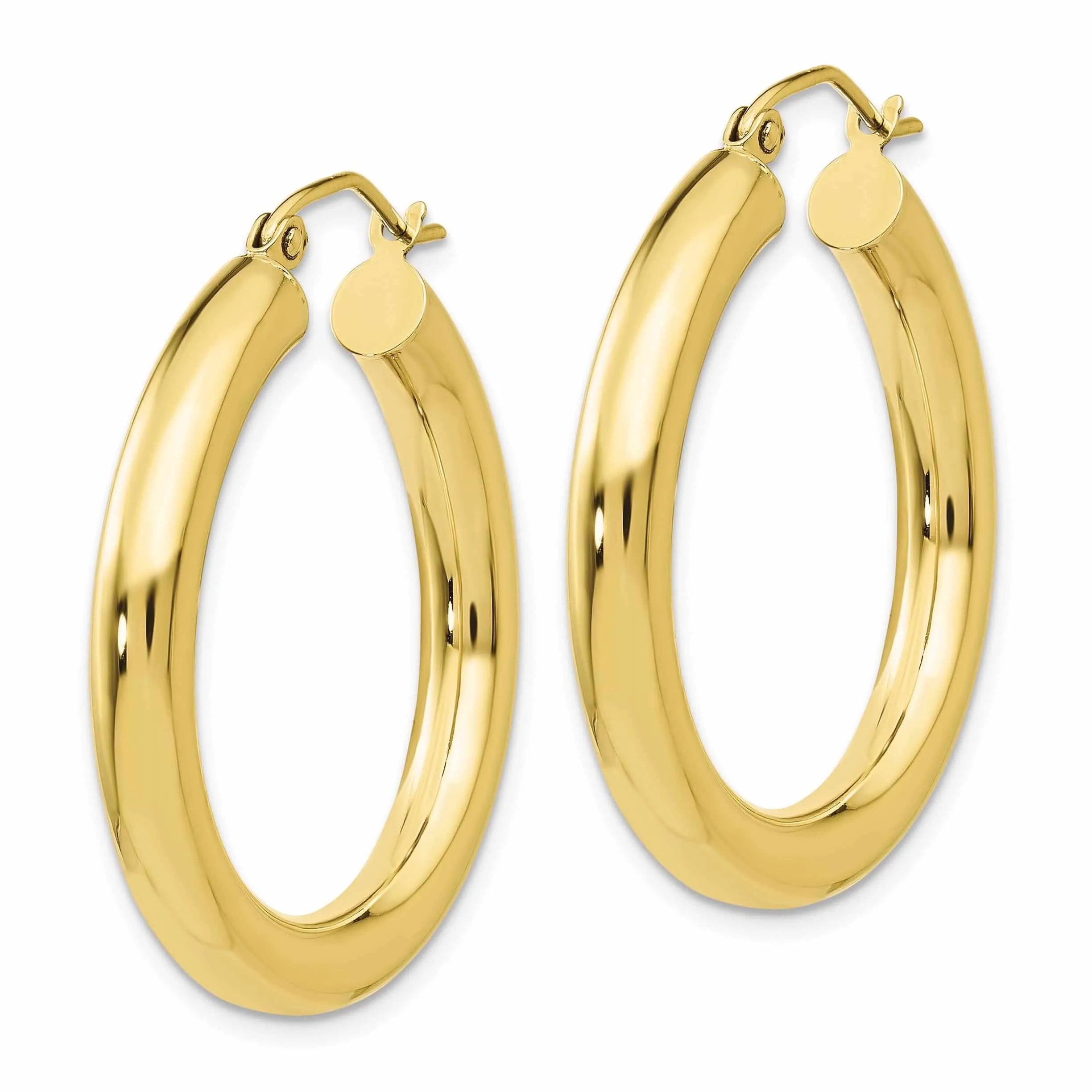 10k Yellow Gold Polished Tube Hoop Earrings