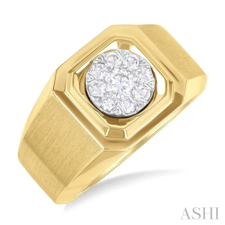 1/2 ctw Lovebright Two-Tone Round Cut Diamond Men's Ring in 10K Yellow and White Gold