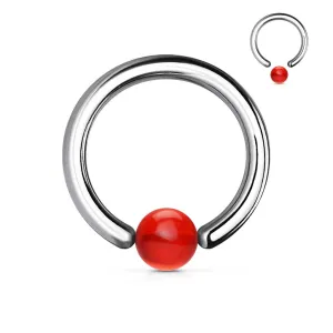 14 GA Red Acrylic Ball Captive Bead Ring