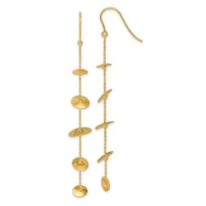 14k Gold Multi Disc Chain Shephard Hook Dangle Earrings