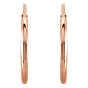 14K Rose Endless Tube 12 mm Hoop Earring