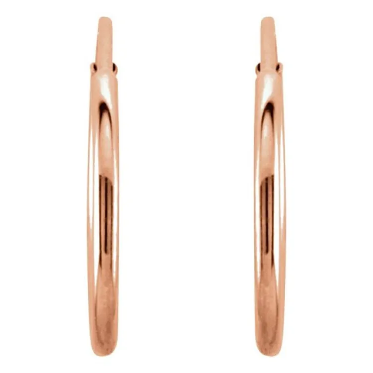 14K Rose Endless Tube 12 mm Hoop Earring