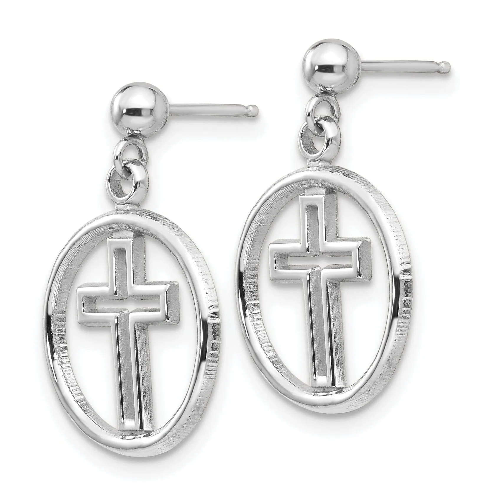 14k White Gold Polished Eternal Life Cross Dangle