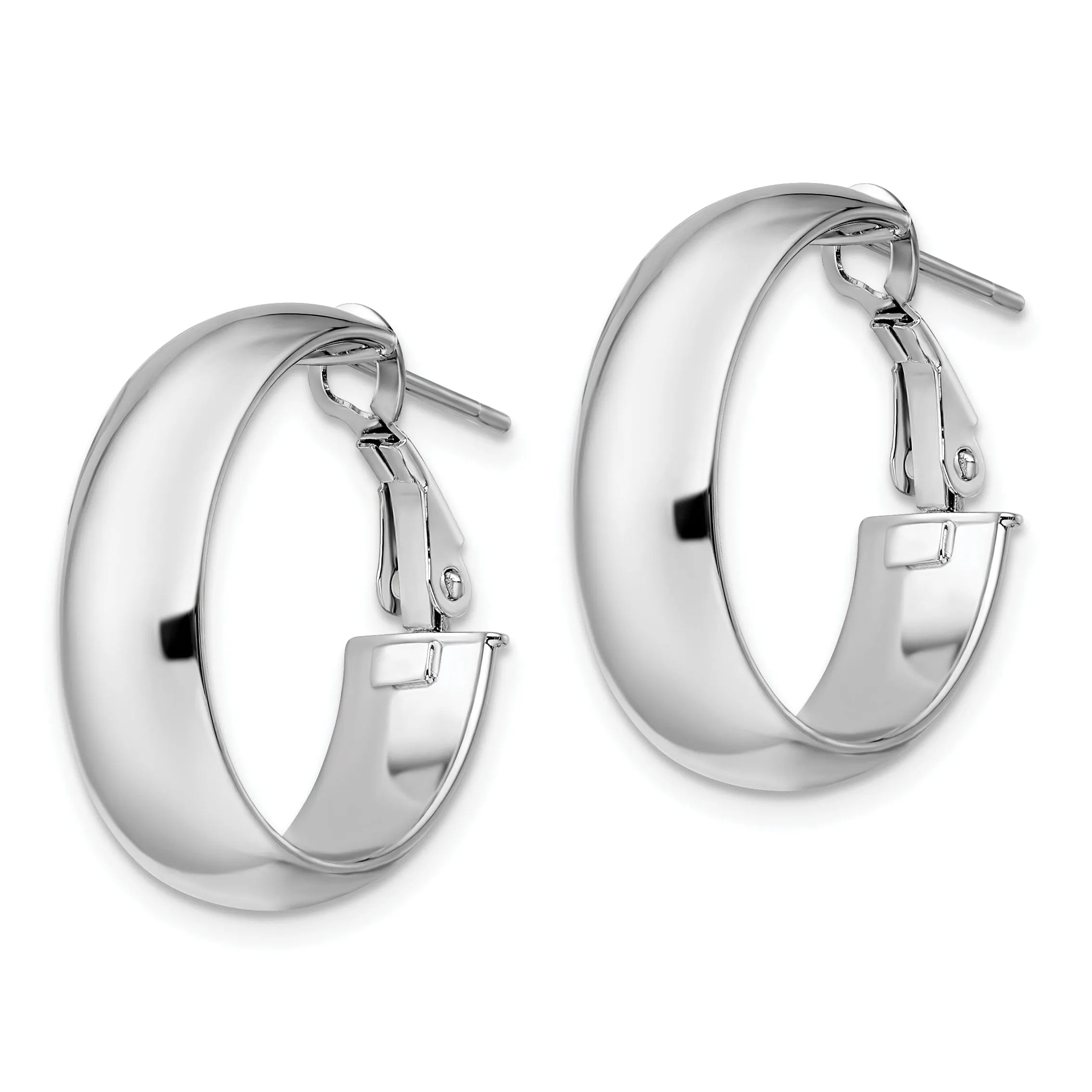 14k White Gold Polished Finish Hoop Earrings