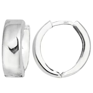 14k White Gold Snuggable Huggie Earrings, Diameter 15mm