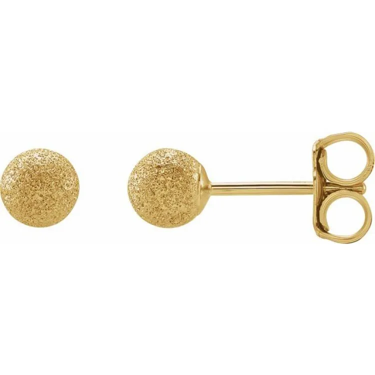 14K Yellow 4 mm Stardust Ball Earrings