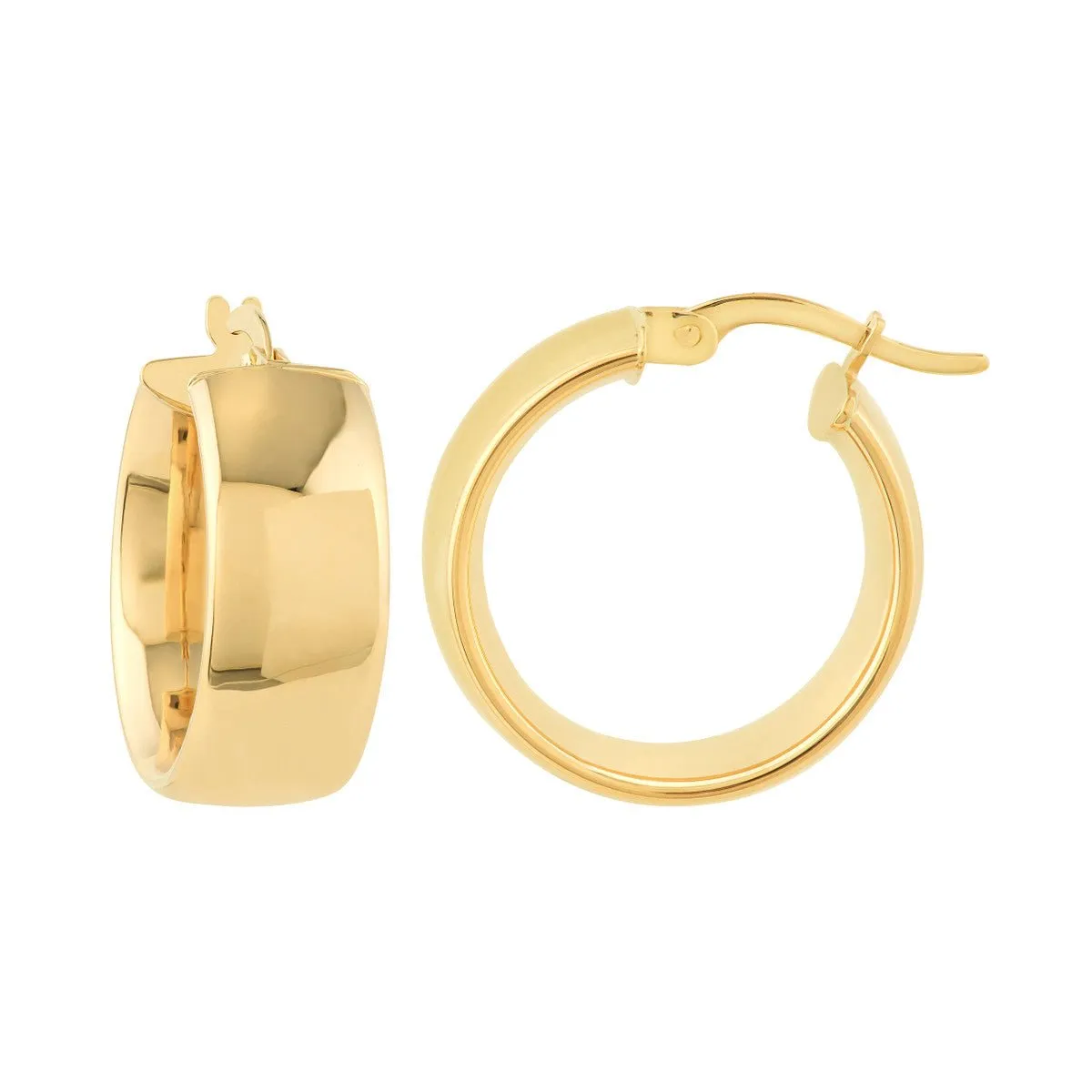 14K Yellow Gold 15.00mm Round Hoop Polished Earrings