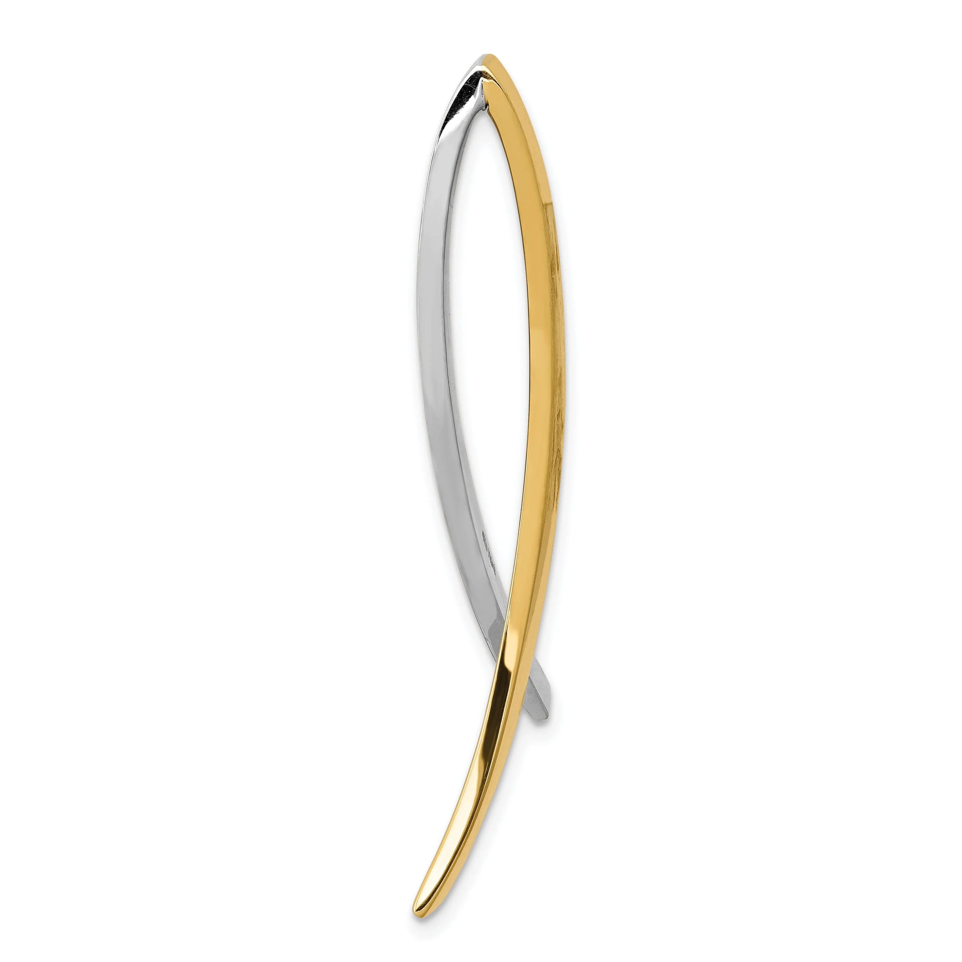 14k Yellow, White Gold Solid Polished Finish Contemporary Style Omega Slide Pendant fits upto 10 mm Omega