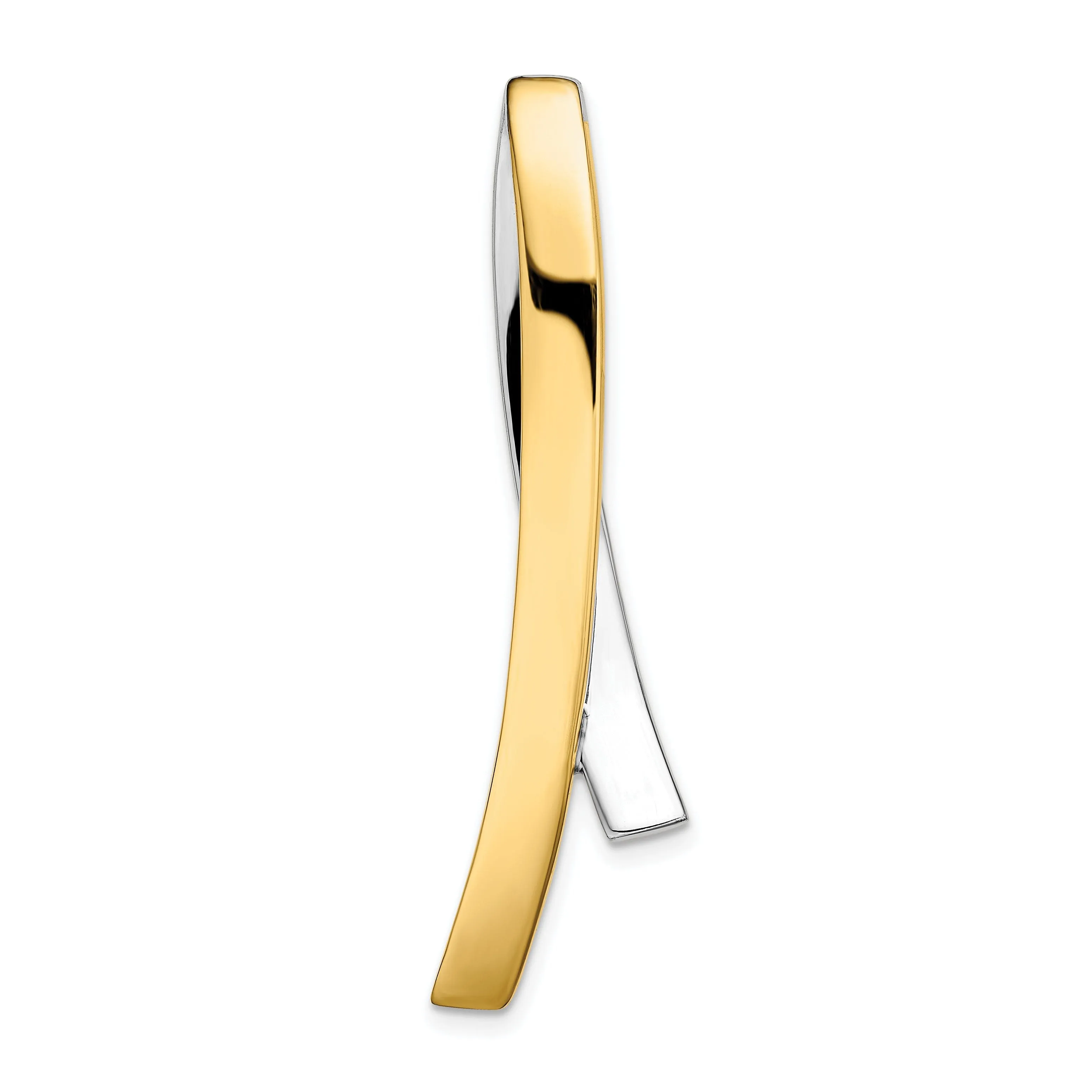 14k Yellow, White Gold Solid Polished Finish Contemporary Style Omega Slide Pendant fits upto 10 mm Omega