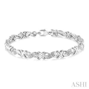 1/6 Ctw Single Cut Diamond 'X' Link Bracelet in Sterling Silver