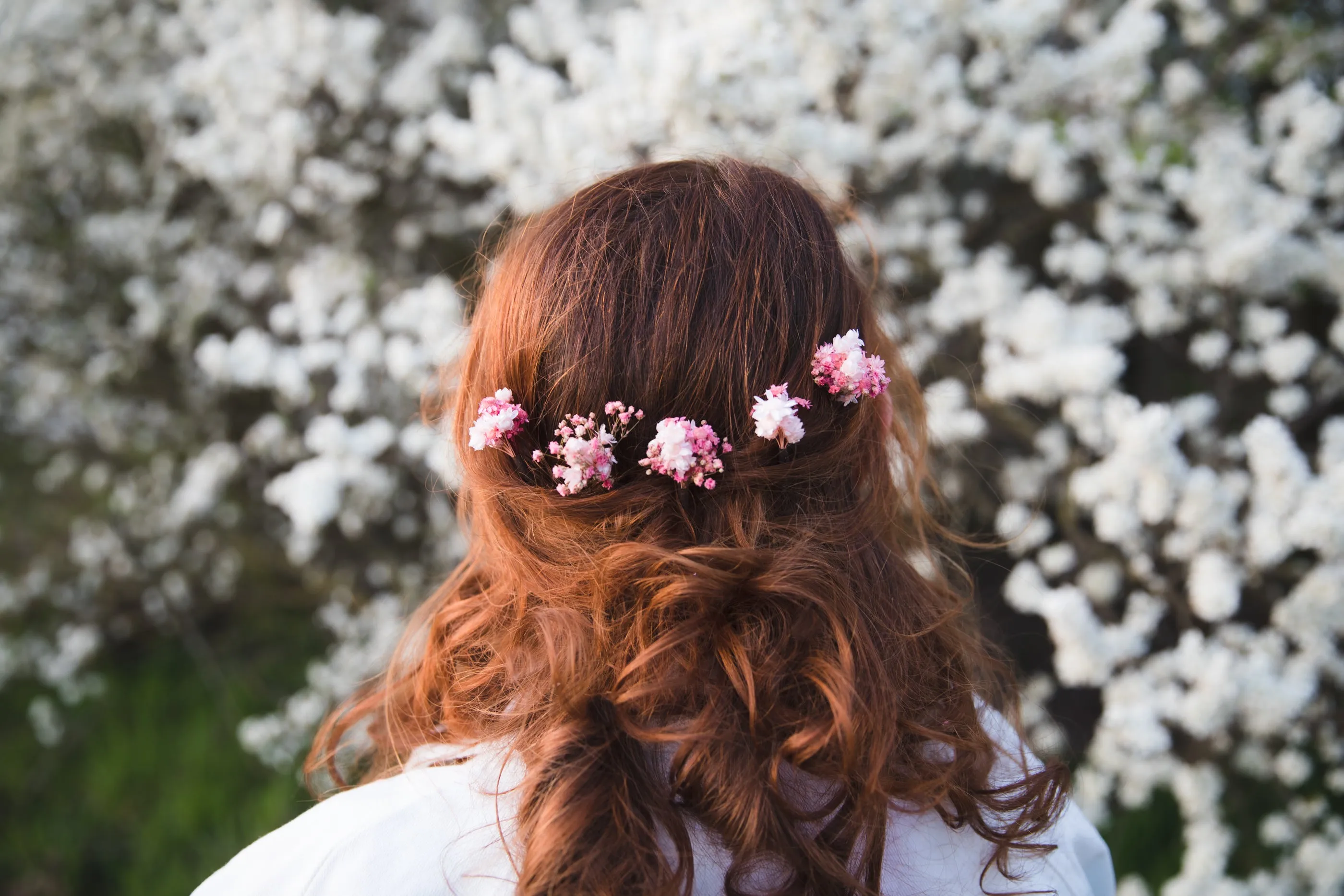 3/5/10pcs Natural pink and white dried hair pins