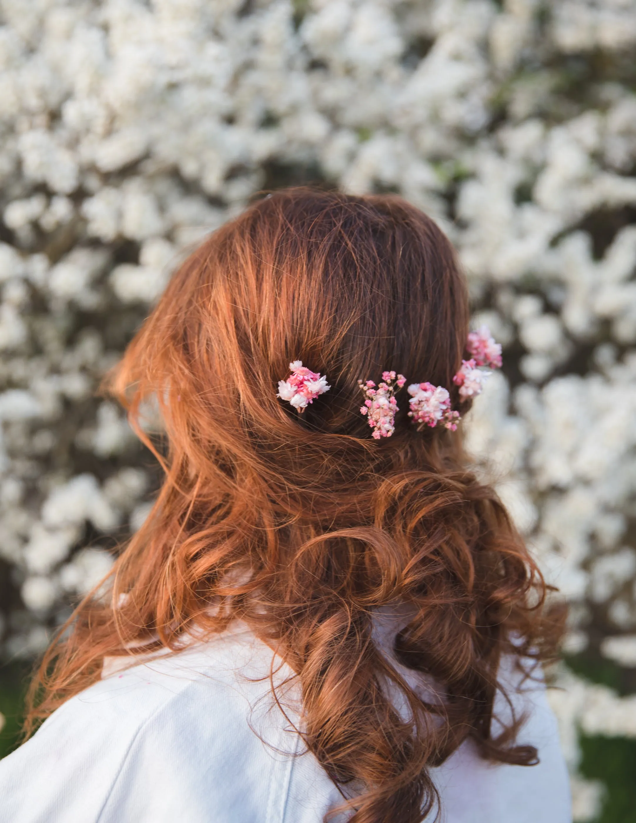 3/5/10pcs Natural pink and white dried hair pins