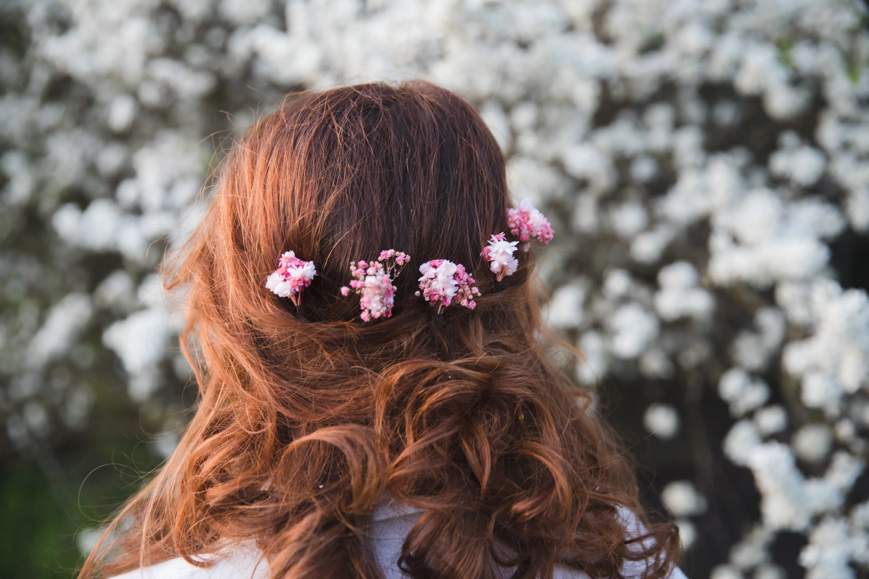 3/5/10pcs Natural pink and white dried hair pins