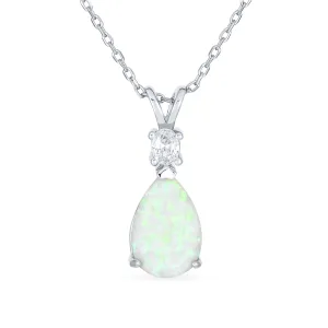 5CT Solitaire Teardrop Opal Pendant Necklace Rose Gold Plated Silver