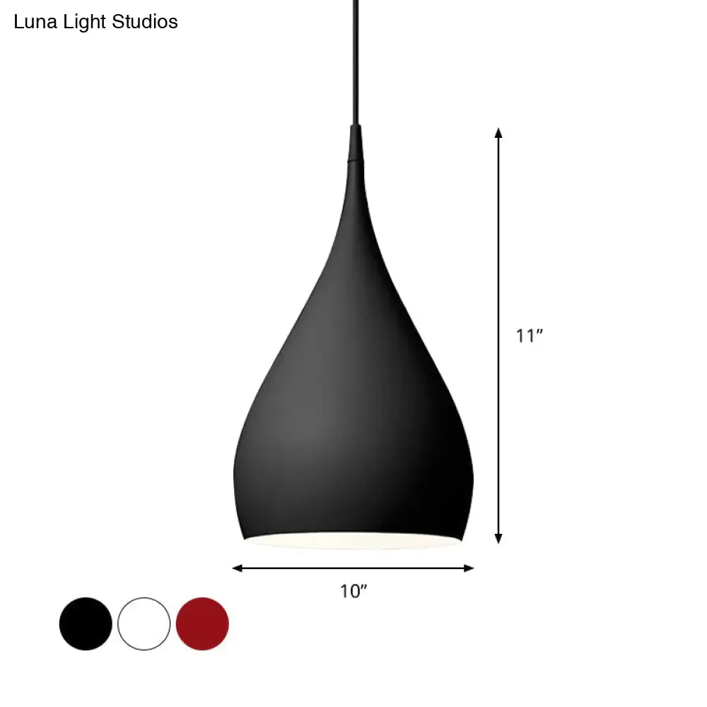 6.5"/10" Teardrop Pendant Light - Modern Metal, 1 Light, Black/White/Red