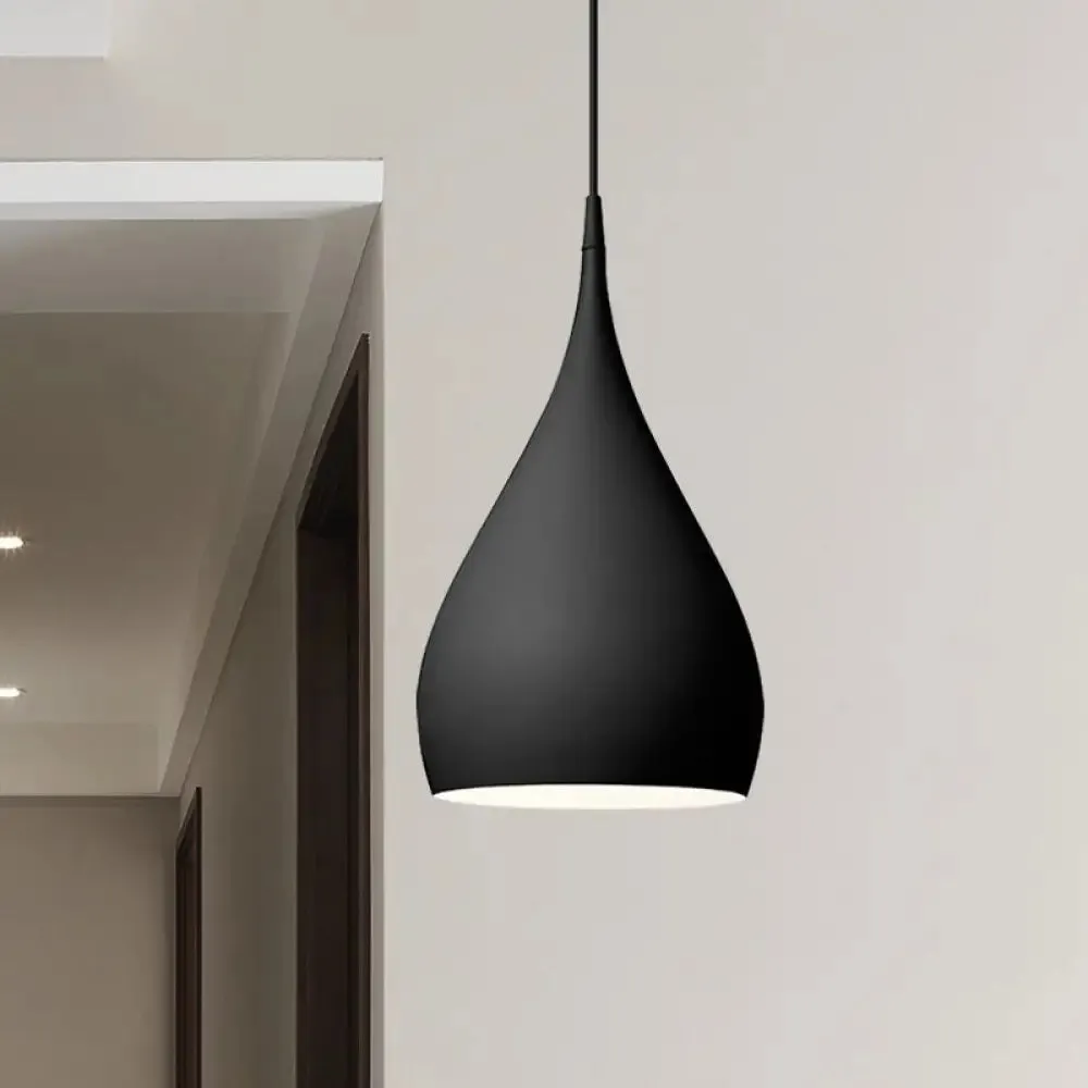 6.5"/10" Teardrop Pendant Light - Modern Metal, 1 Light, Black/White/Red