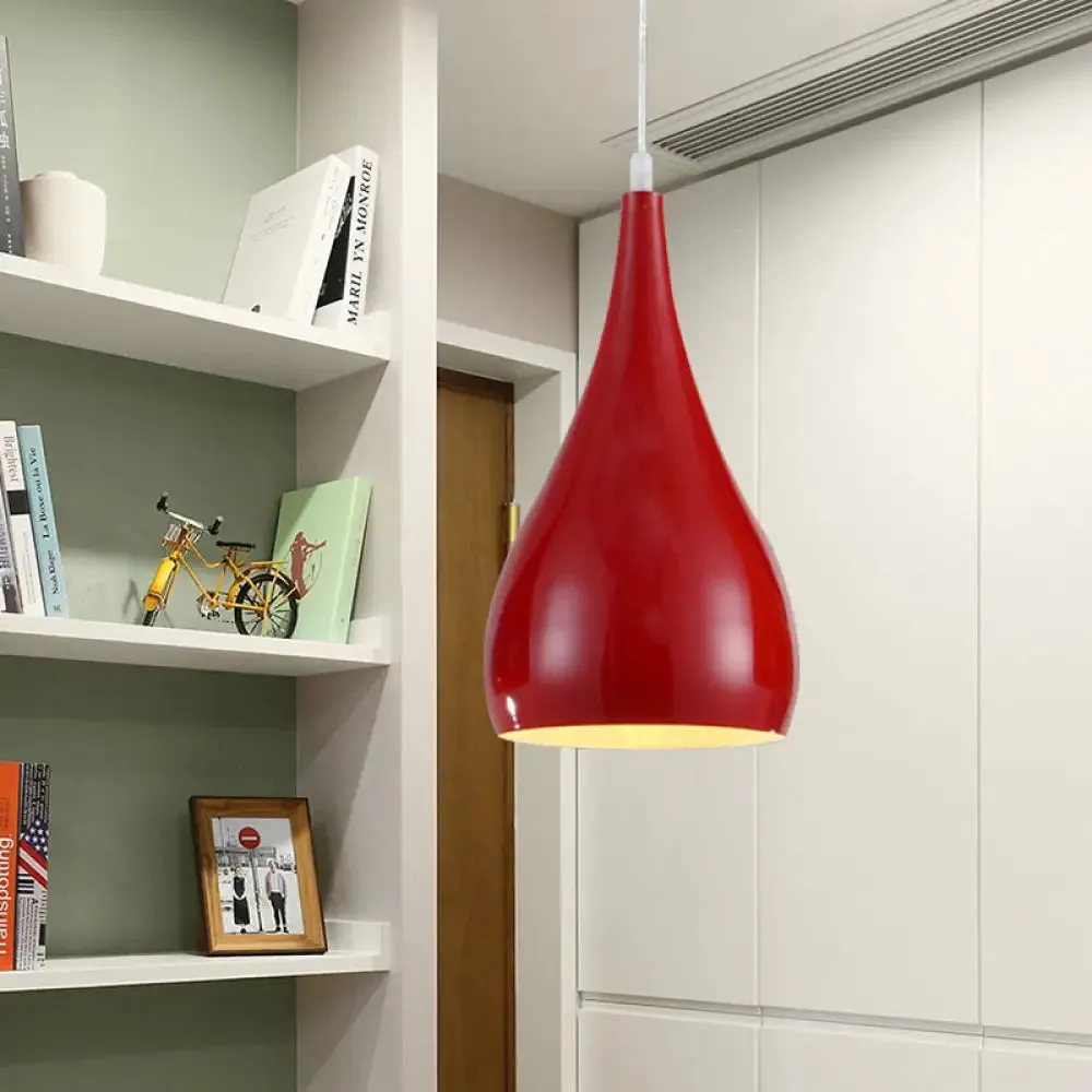 6.5"/10" Teardrop Pendant Light - Modern Metal, 1 Light, Black/White/Red