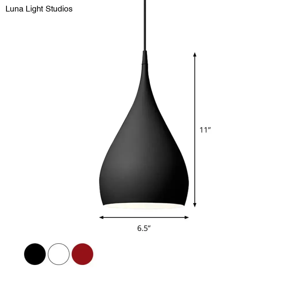 6.5"/10" Teardrop Pendant Light - Modern Metal, 1 Light, Black/White/Red