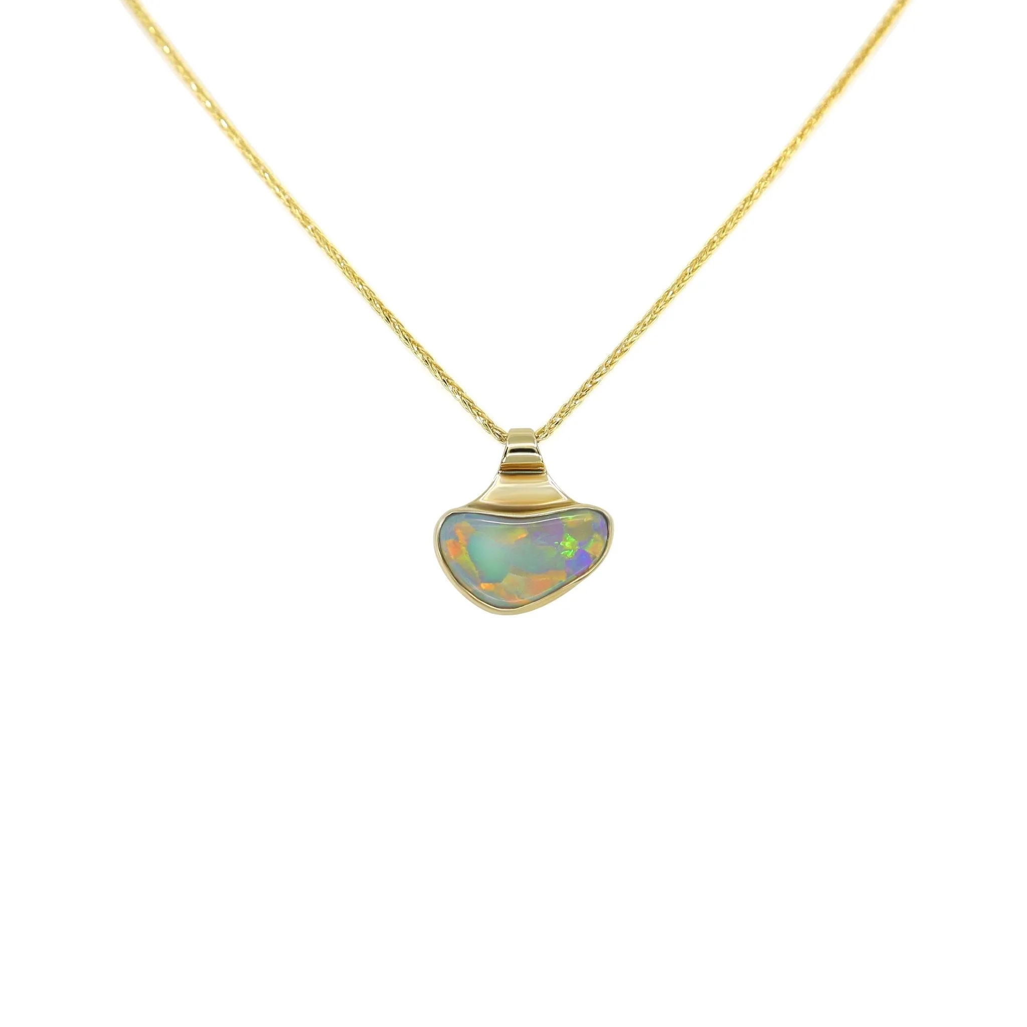 9K Yellow Gold Solid White Opal Pendant - 20501013