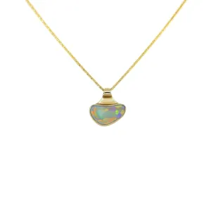 9K Yellow Gold Solid White Opal Pendant - 20501013