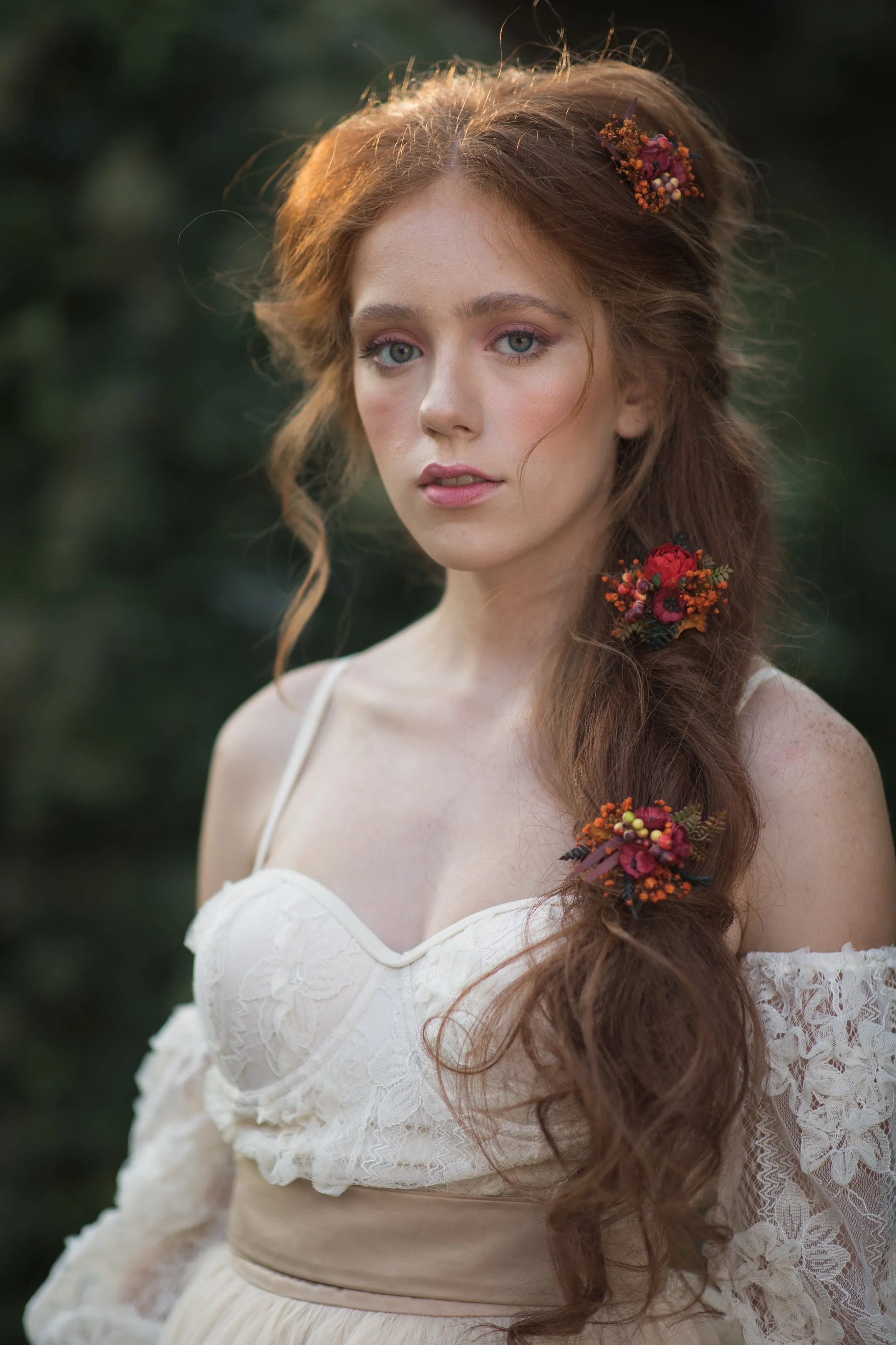 Autumn flower hairpins