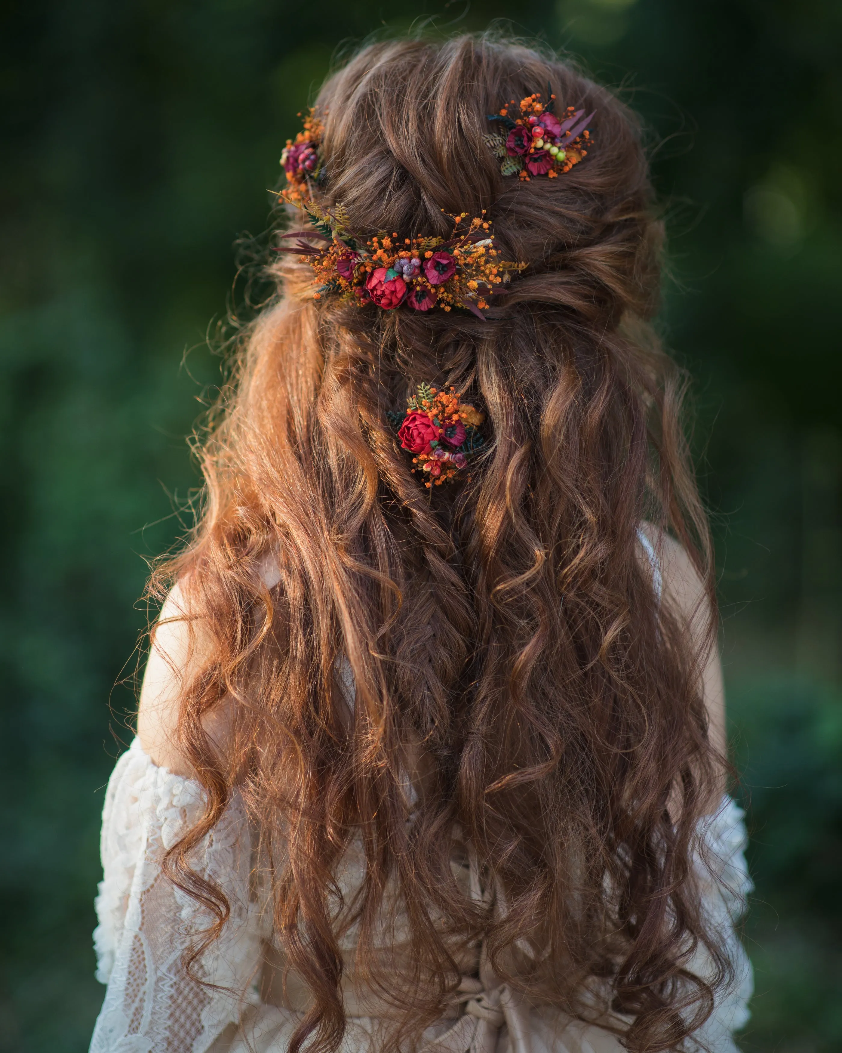 Autumn flower hairpins