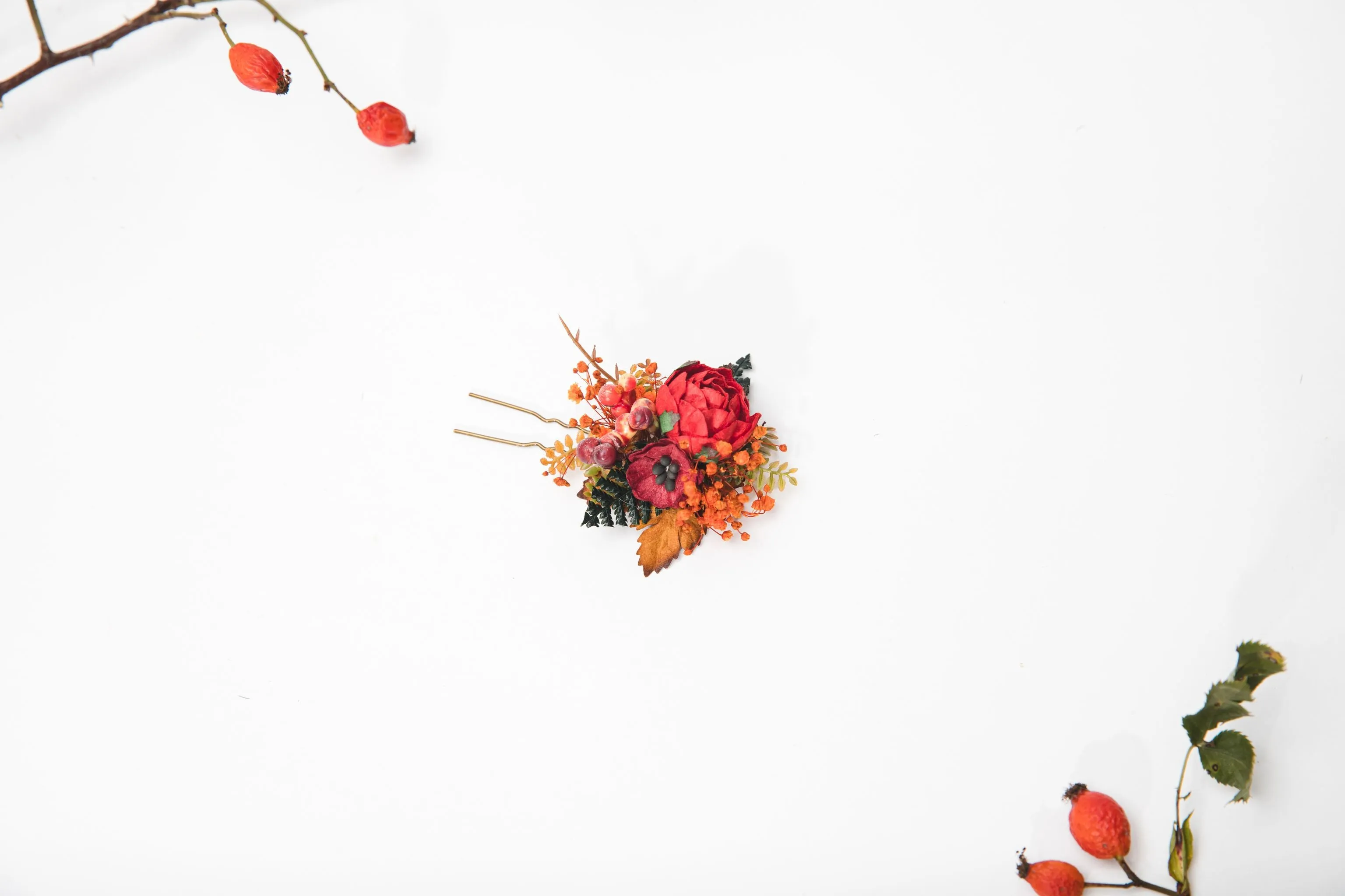 Autumn flower hairpins