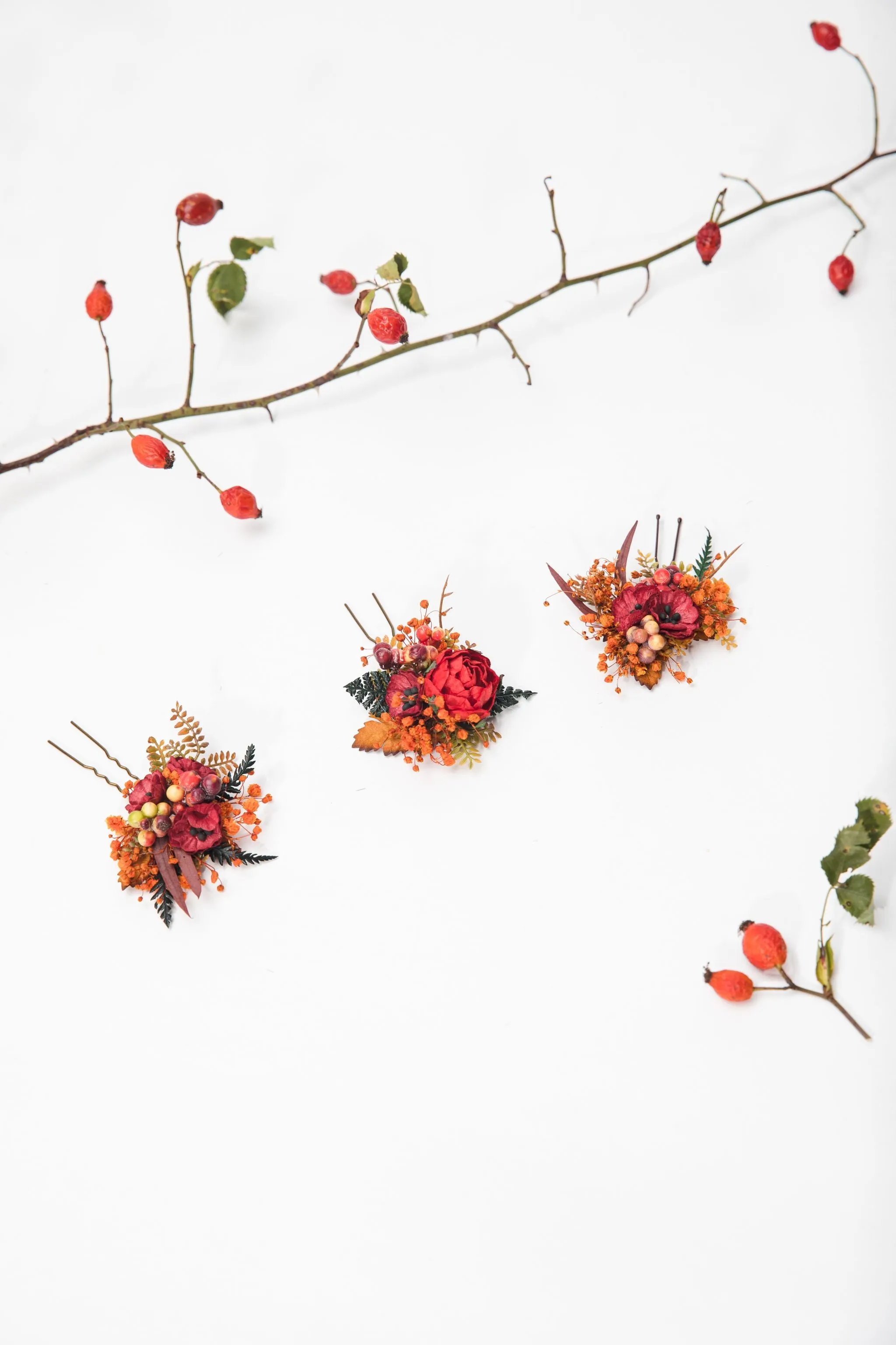 Autumn flower hairpins