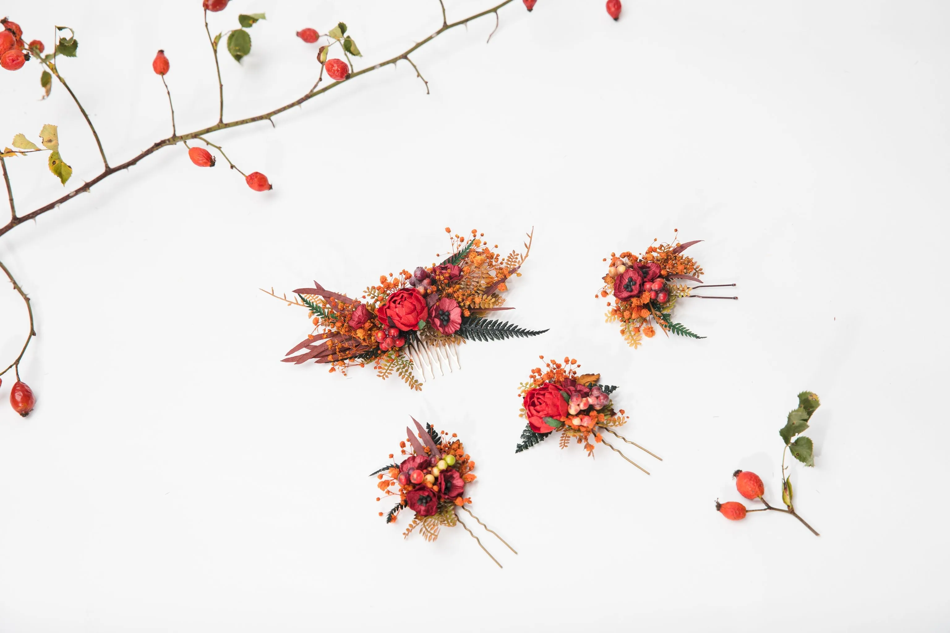 Autumn flower hairpins