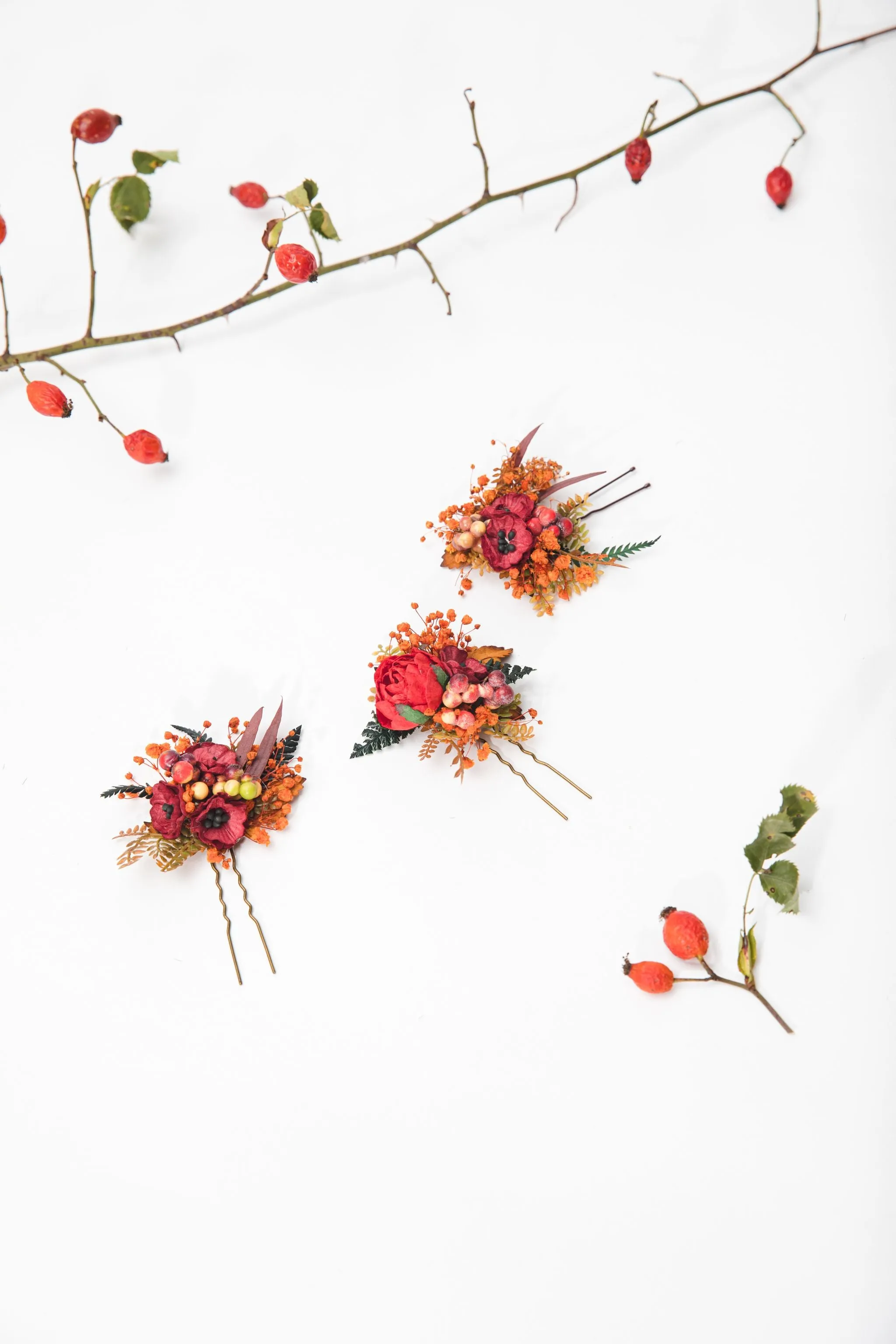 Autumn flower hairpins