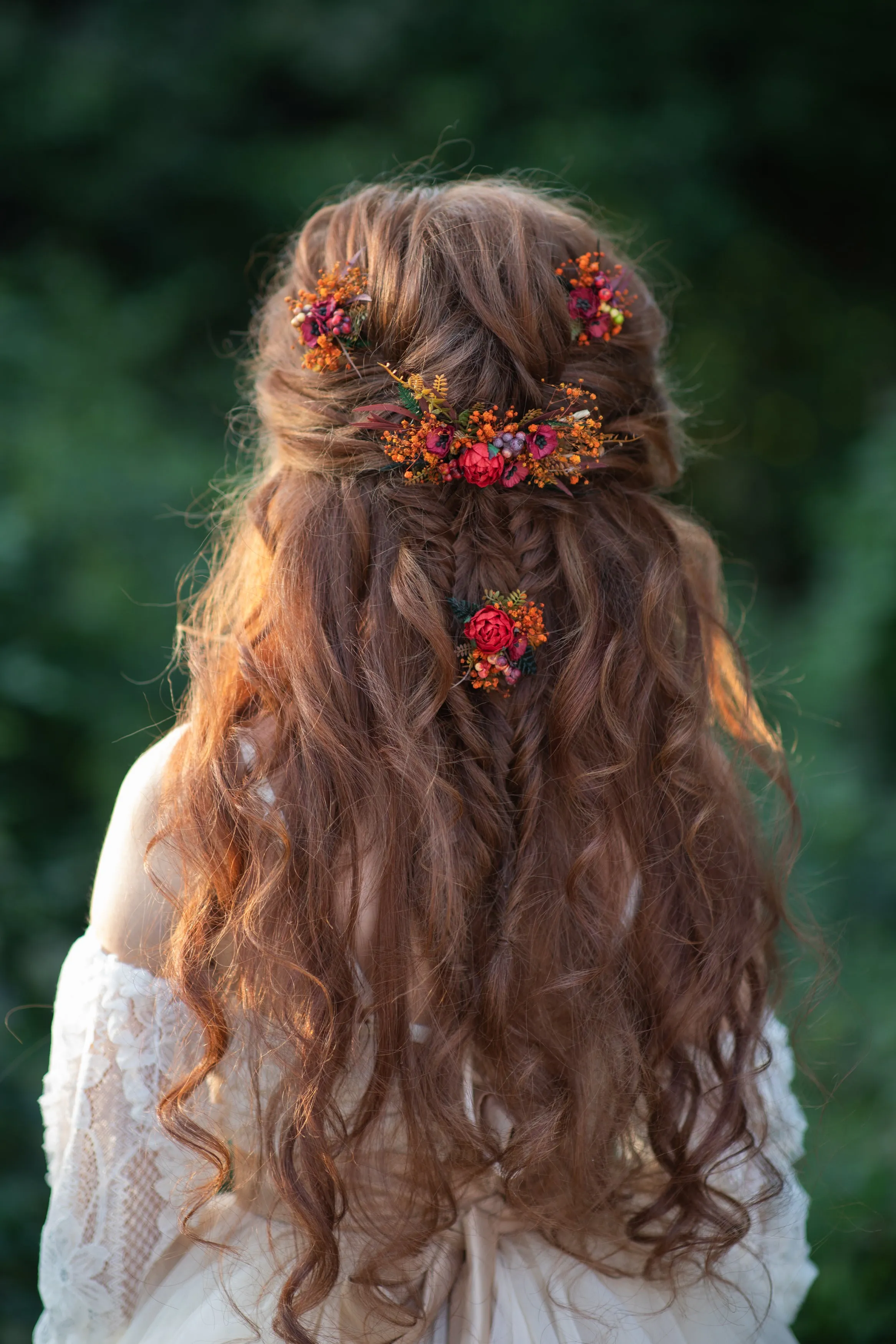 Autumn flower hairpins