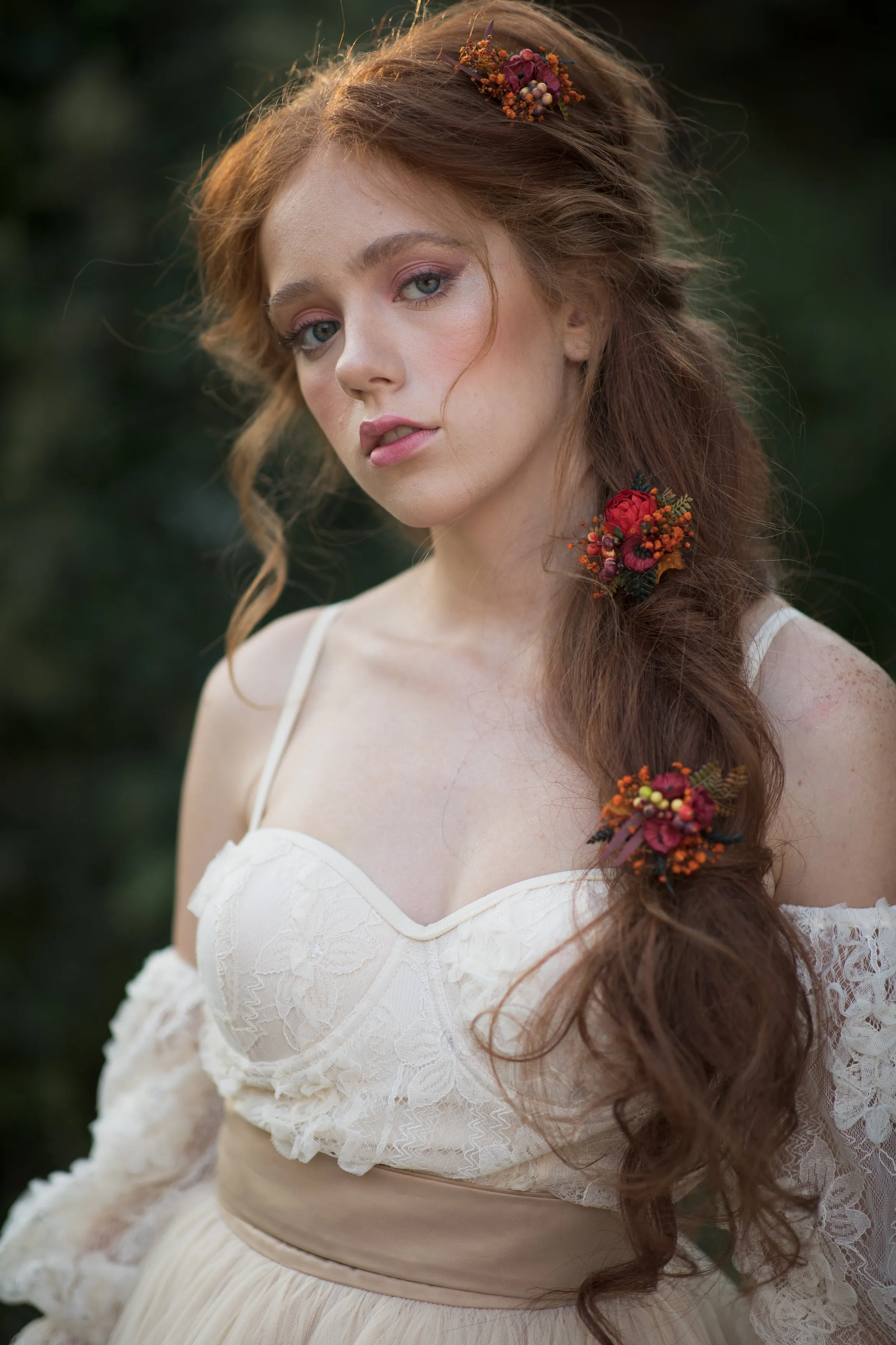 Autumn flower hairpins