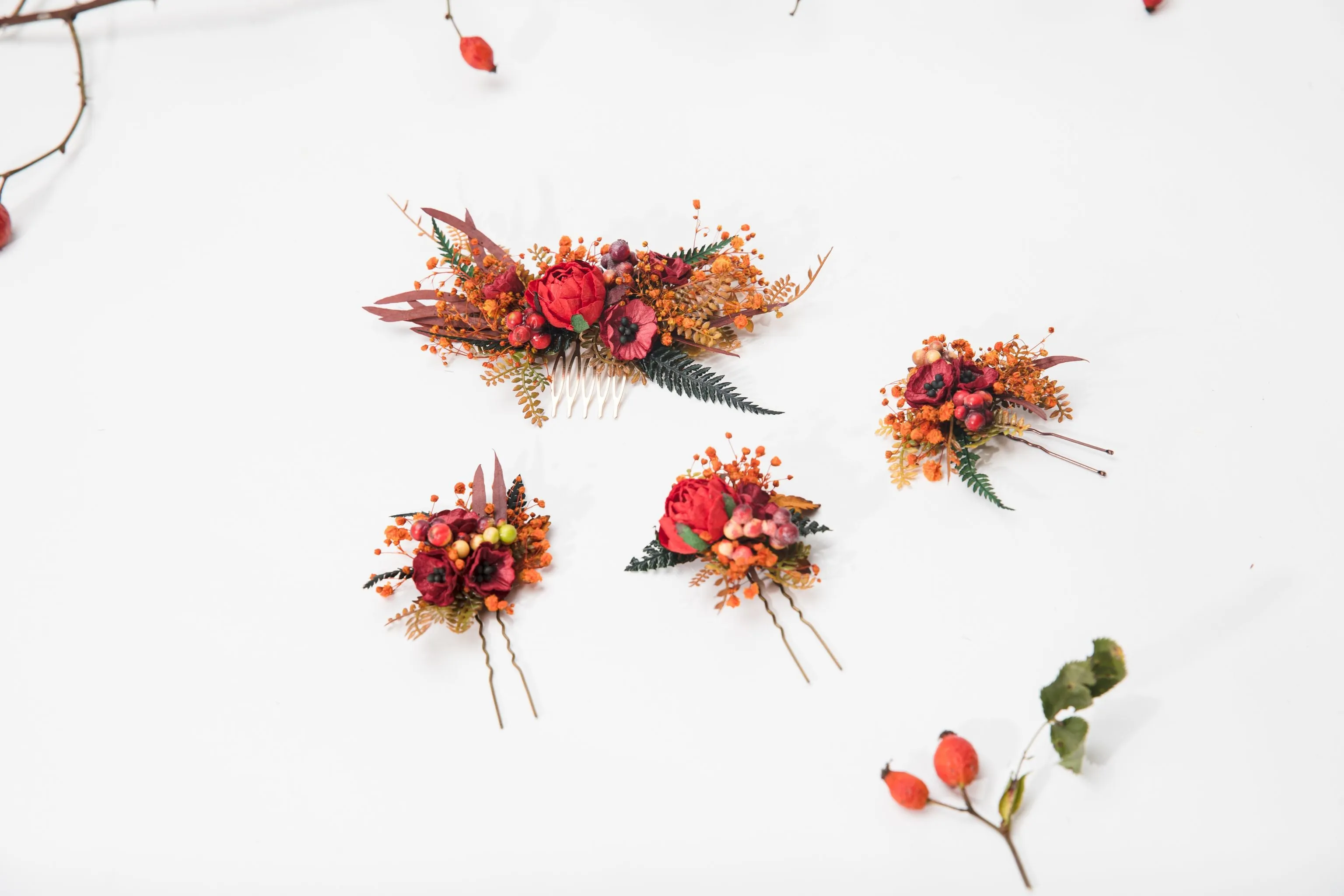 Autumn flower hairpins