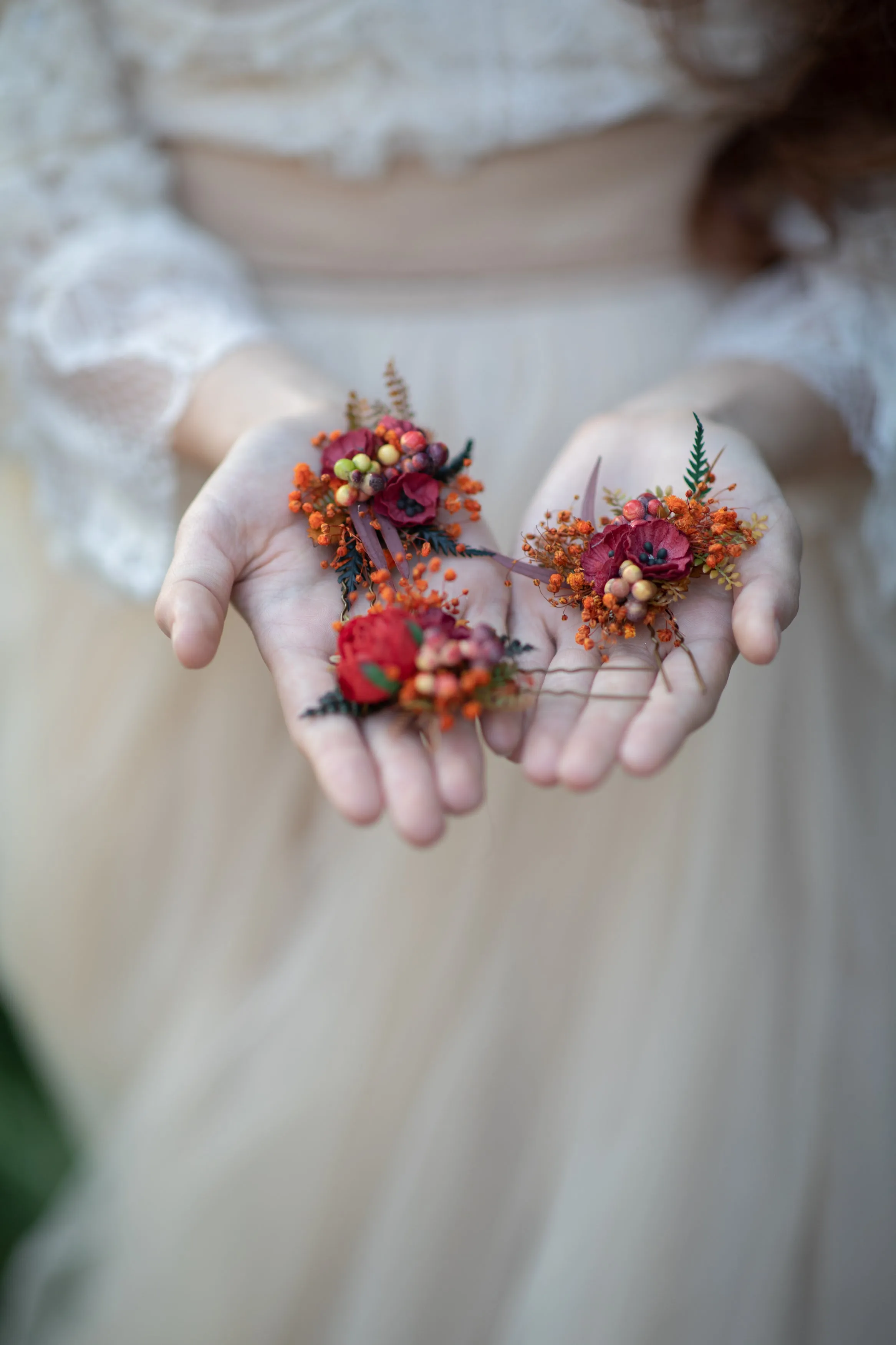 Autumn flower hairpins