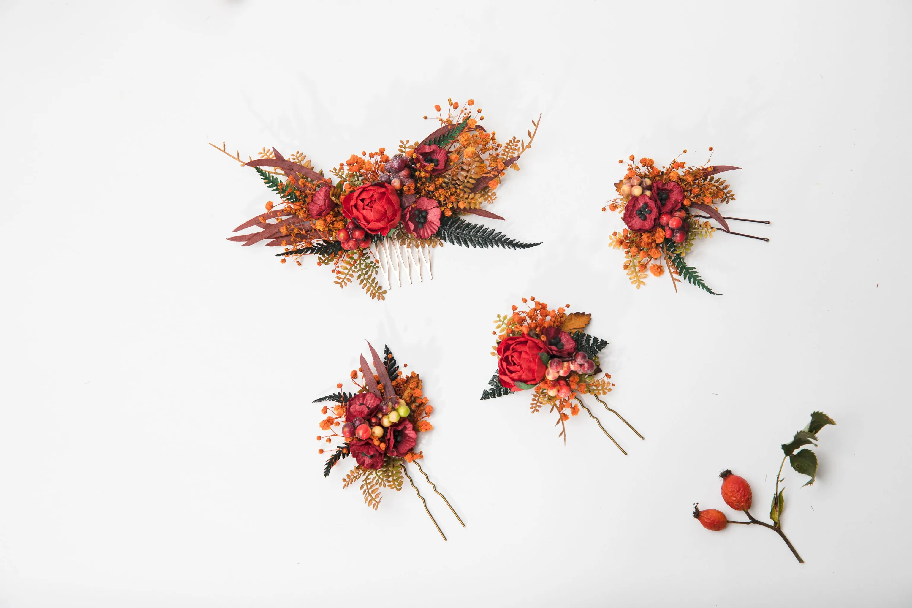 Autumn flower hairpins