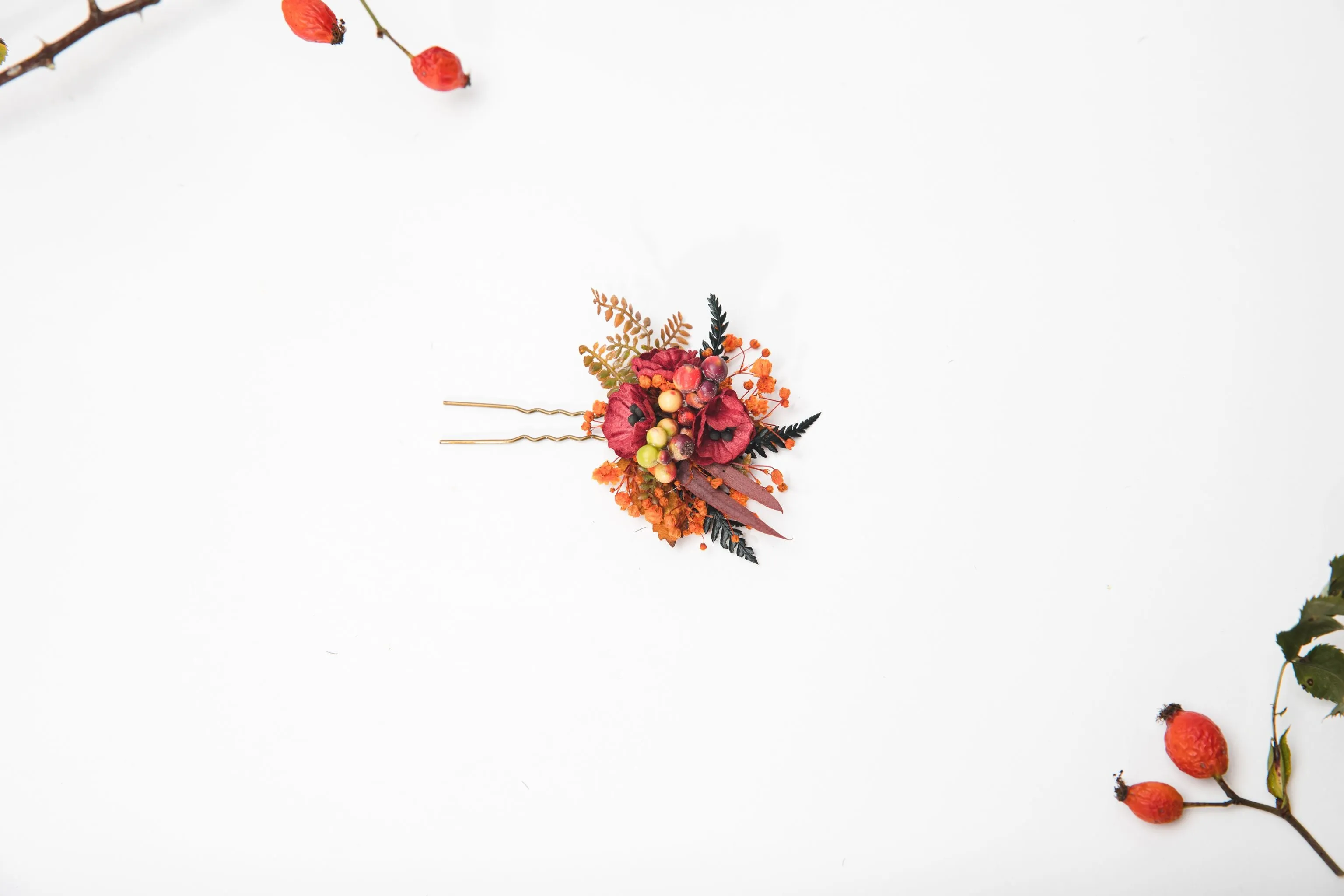 Autumn flower hairpins