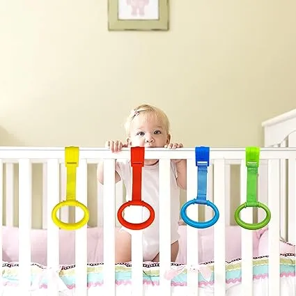 Baby Playpen Pull Up Rings – 4 Pack Crib Stand-Up Assistant Rings