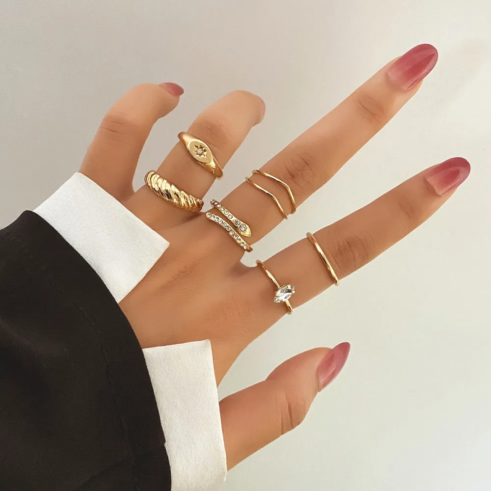 Bohemian Summer Gold Ring Set