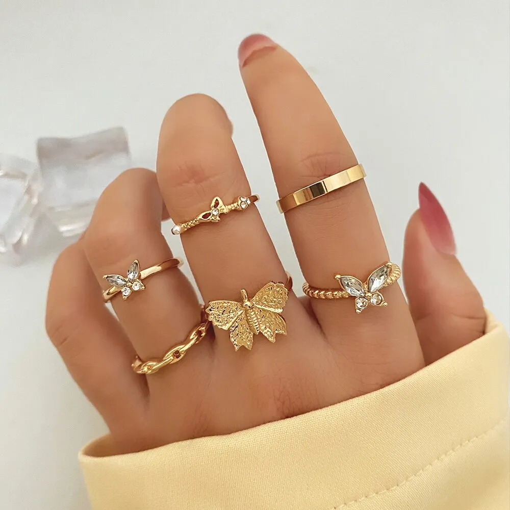 Bohemian Summer Gold Ring Set