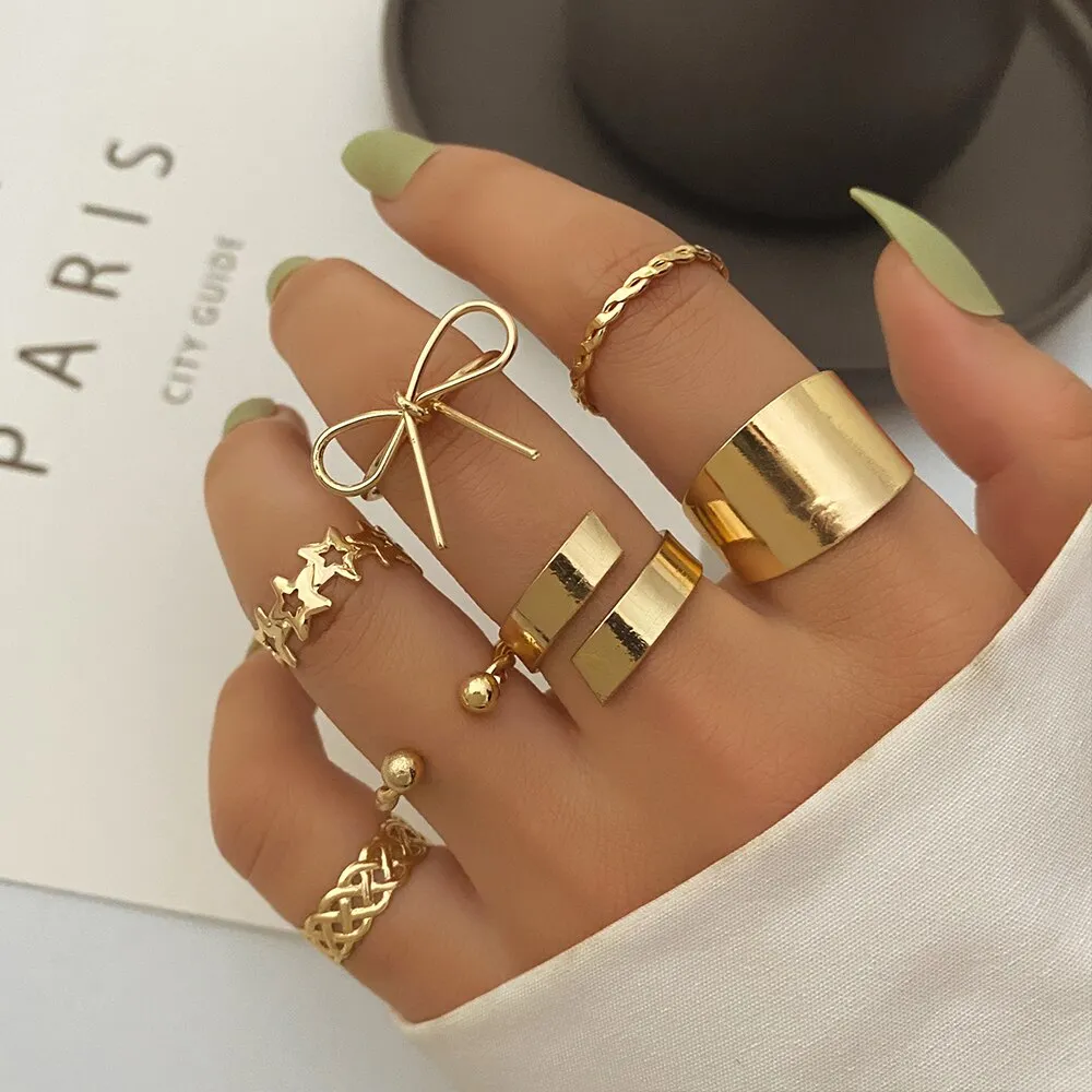 Bohemian Summer Gold Ring Set