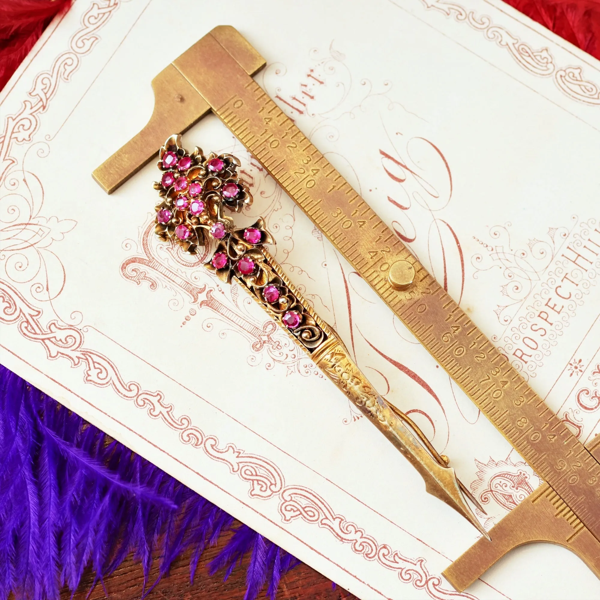 Ceylonese Katiri Mala Kondakoora Ruby Hair Pin