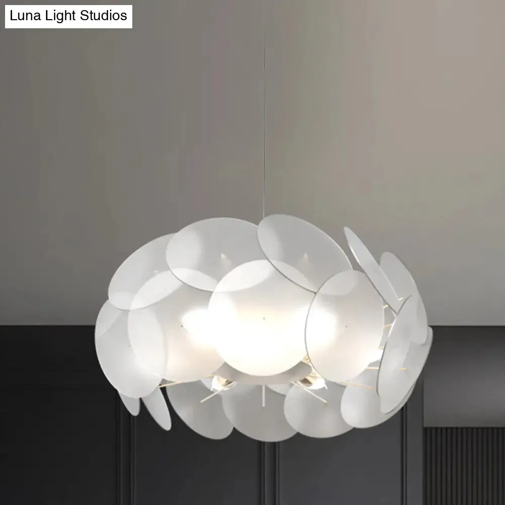 Contemporary LED Acrylic Hanging Light Kit - Cloud-Like White Ceiling Pendant for Bedroom