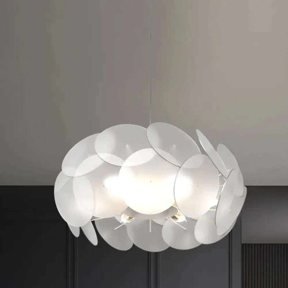 Contemporary LED Acrylic Hanging Light Kit - Cloud-Like White Ceiling Pendant for Bedroom