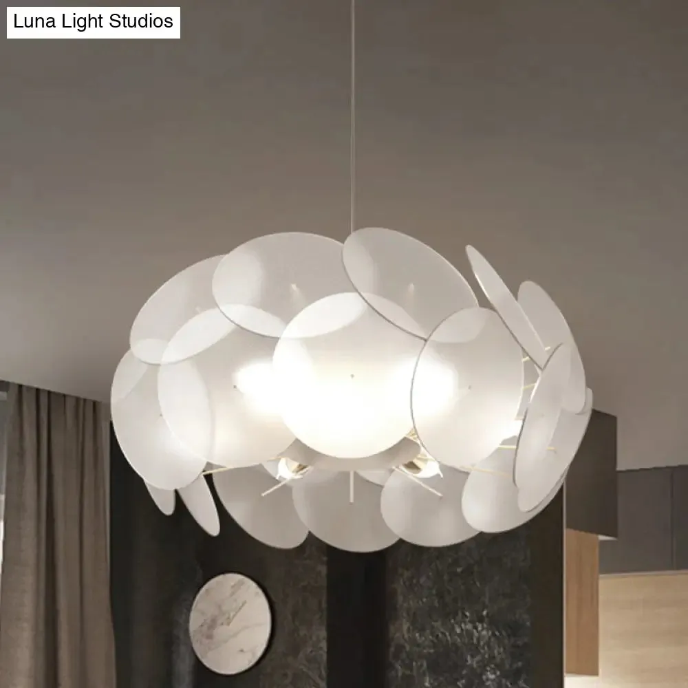 Contemporary LED Acrylic Hanging Light Kit - Cloud-Like White Ceiling Pendant for Bedroom