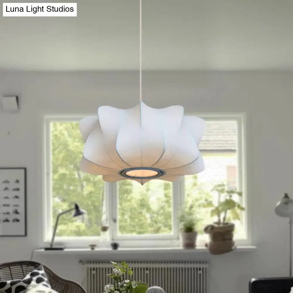 Contemporary White Propeller Hanging Light with Fabric Shade