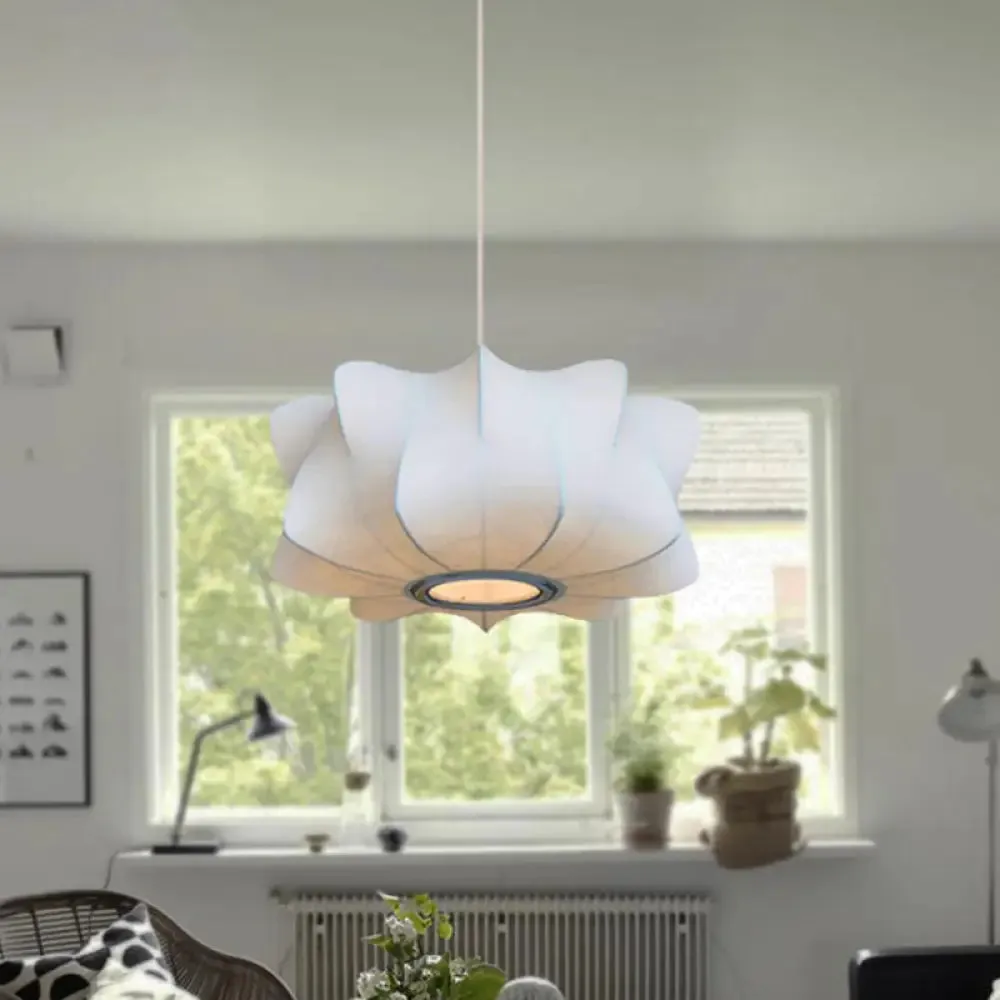 Contemporary White Propeller Hanging Light with Fabric Shade