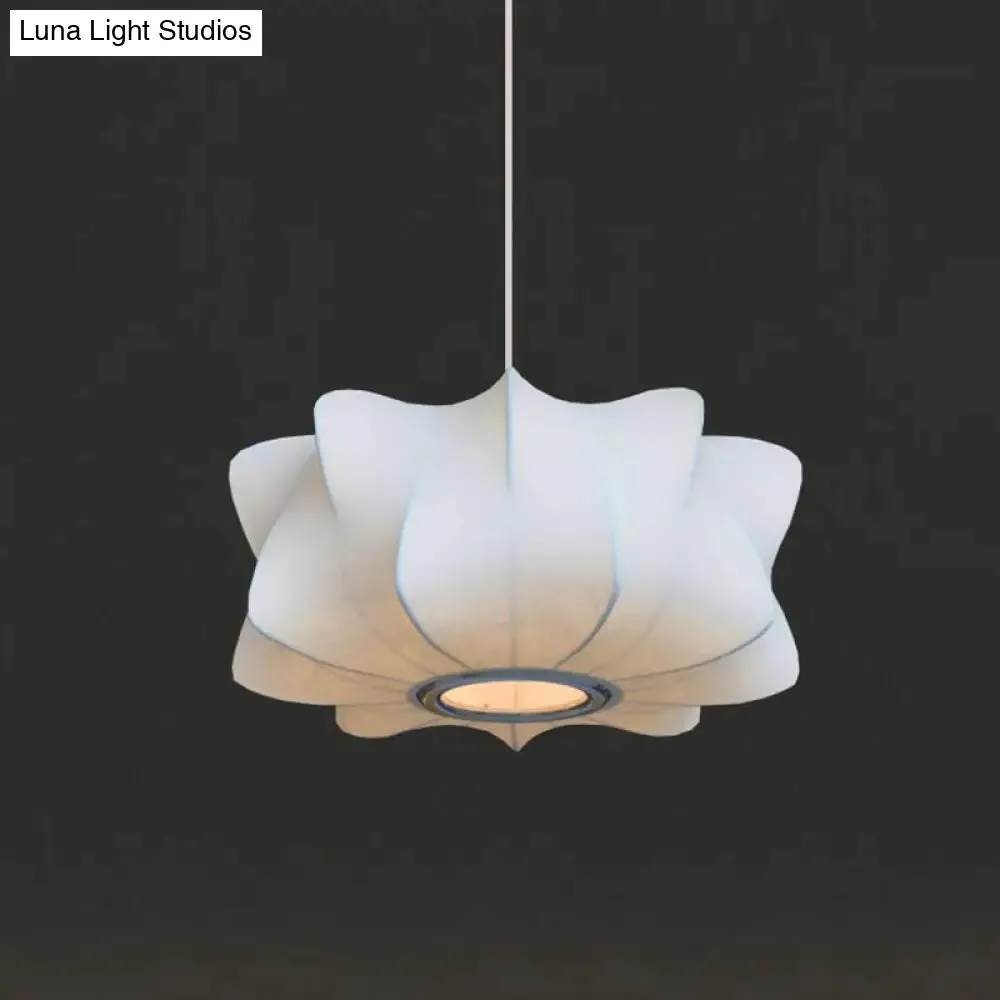 Contemporary White Propeller Hanging Light with Fabric Shade